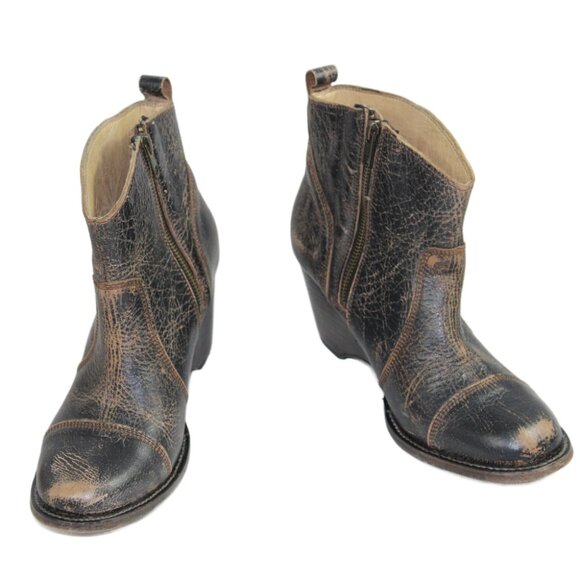 Bed Stu Gentry Black Lux Western Boho Wedge Bootie, Size 9 - Picture 3 of 9